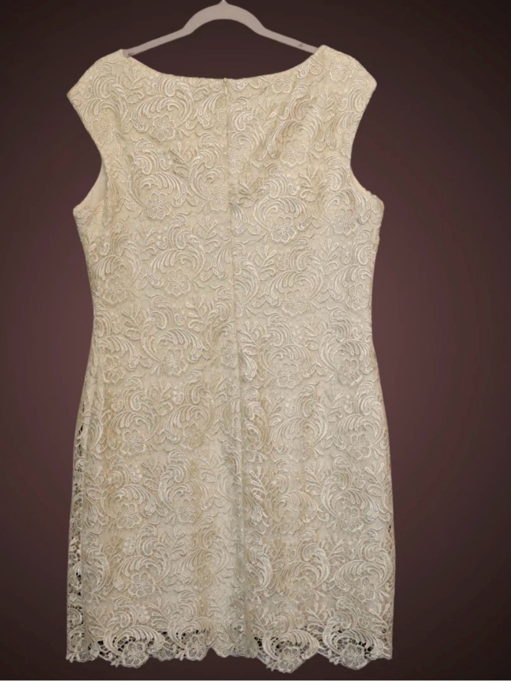 Ralph Lauren Lauren, Woman's Cream Sleeveless Lace Dress, Size 14 - Picture 2 of 7